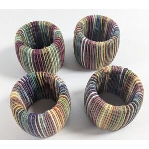 Set of 4 Vintage Furio Napkin Rings Wrapped  multicolor for dinning table